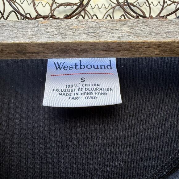 Vintage 90s Westbound Christmas Trees Snowflakes Embroidered Long Black Dress S - Picture 6 of 10